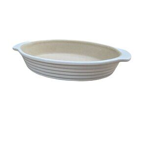 Pampered Chef Small Oval Baker Stoneware Cream USA